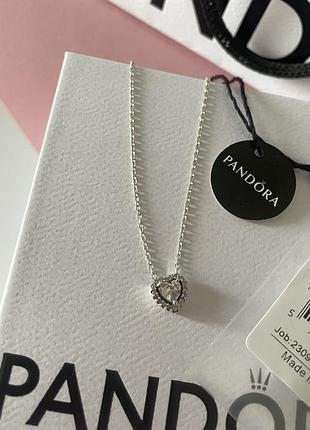 Оригинальное ожерелье колье сердце с камнями подвеска оригинал пандора pandora