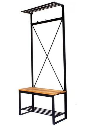 Вешалка в прихожую goodsmetall из металла и дерева в стиле лофт 1900х800х350мм мюррей