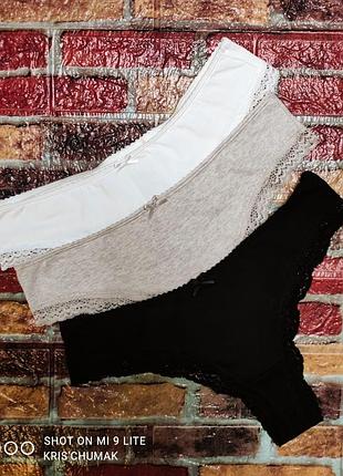 Арт.0296 трусики танга набор 3 шт от h&amp;m размер евро s