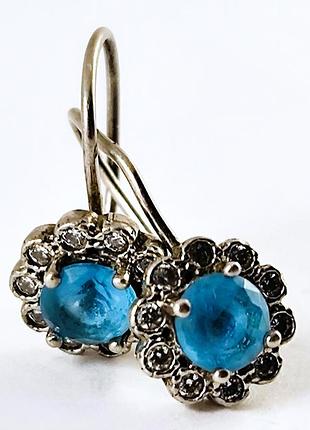 Серебряные сережки с камнями. 925 проба.