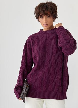 Вільна в'язана кофта в косички