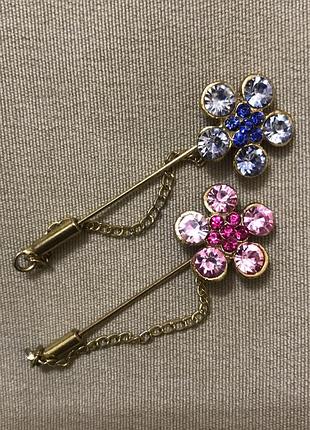 Брошка голка з кристалами  вінтаж