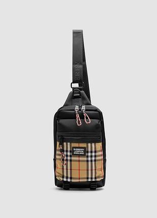 🦁 burberry black/mustard canvas nylon crossbody bag