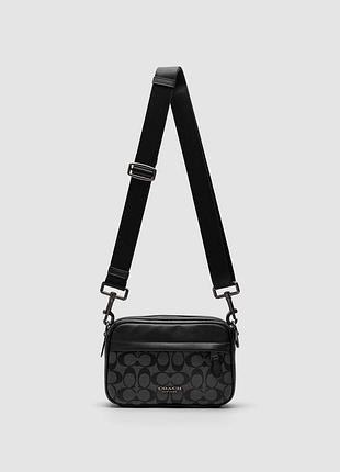 🦁 coach academy crossbody signature canvas blue 22 х 15 х 6 см