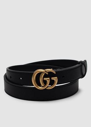 💫 gucci leather belt with double g gold buckle 100 х 2.3 см