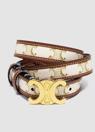 💫 celine medium triomphe belt in triomphe canvas and calfskin white 100 х 2.3 см
