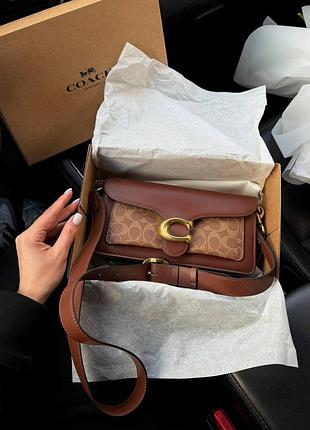Coach tabby shoulder bag signature canvas brown [крафтовая коробка] 26x14x7