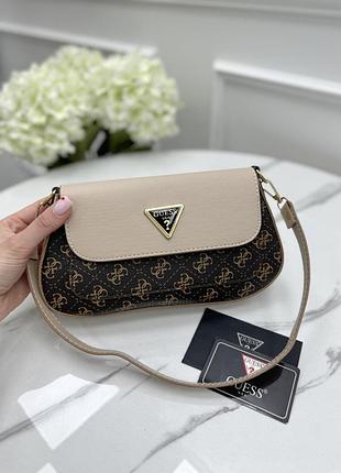 Сумка guess mini багет коричневий+беж. є