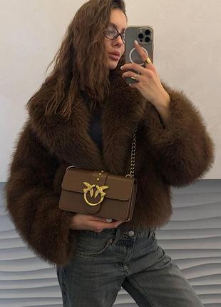 Pinko mini love bag one simply brown [оригинальная коробка] 20x12x7