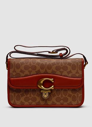 💎 coach signature logo refined calf leather studio crossbody bag