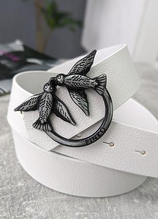 Ремень женский pinko белый+серебро есть