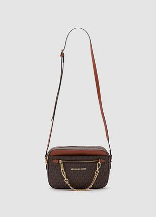 💎 michael kors jet set large logo crossbody bag brown 24 х 17 х 6 см