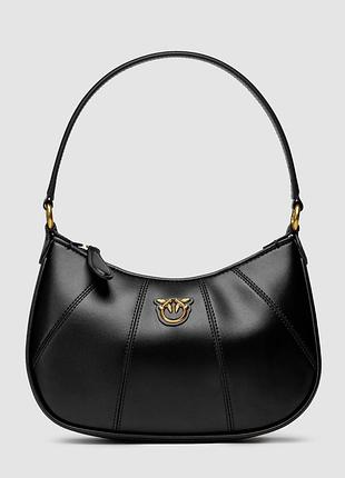 💎 pinko hobo bag fine grain cow leather black 26 х 16 х 6.5 см