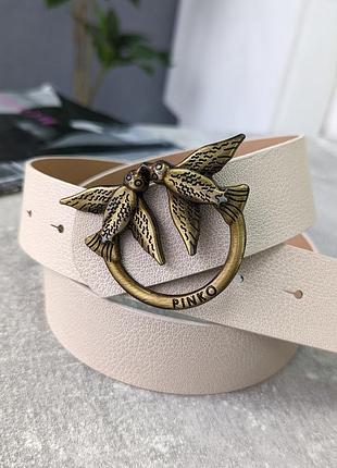 Ремень женский pinko бежевый+золото есть