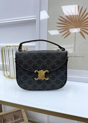 Cумка celine через плечо коричневый моногам есть