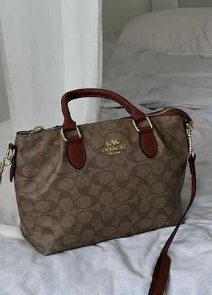 Сумка coach georgia satchel bag коричнево-бежевий є