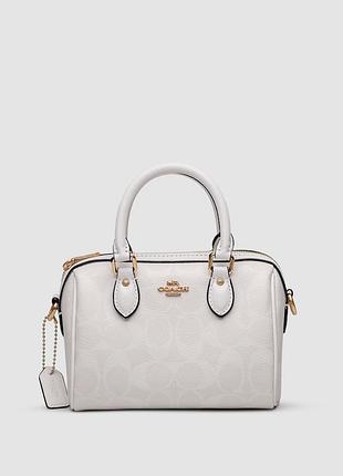 💎 coach rowan white satchel in signature canvas 17 x 12 x 10 см