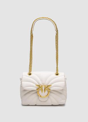 💎 pinko love bag puff butterfly quilt white/gold 21 х 14 х 8 см