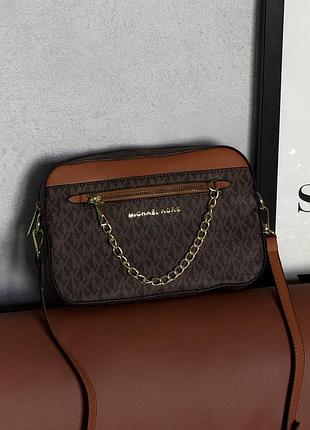 Сумка michael kors jet set large logo bag ivory коричневый есть