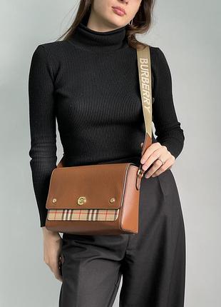 💎 burberry leather vintage check note cross-body bag 25 x 17 x 9 см