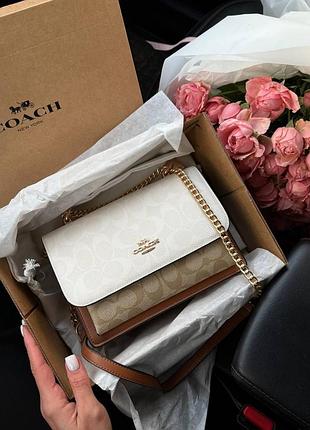 Coach mini klare crossbody in signature canvas milk/brown 22x15x9