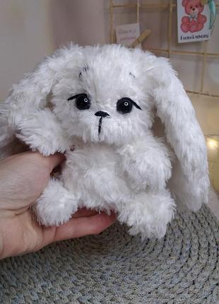 Зайчик мягкая игрушка, белый зайчик игрушка, вязанная игрушка зайка, зайчонок плюшевый