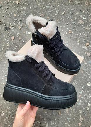 Зимние хайтопы кроссовки натуральный замш
