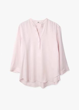 Пудрова блуза uniqlo, стильна рожева блуза сорочка