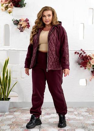 Теплый женский брючный прогулочный костюм