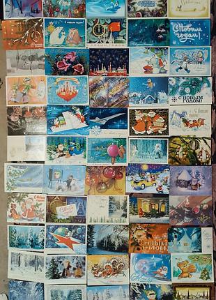Новогодние открытки-2 подборка винтаж б/в актуально