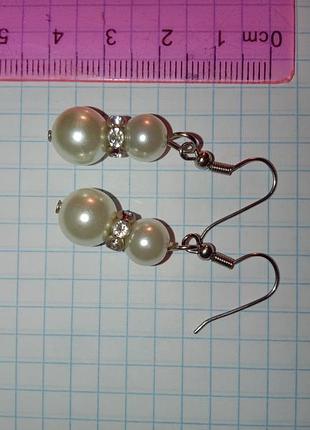 Серьги подвески женские нарядные нежные из искусственного жемчуга
