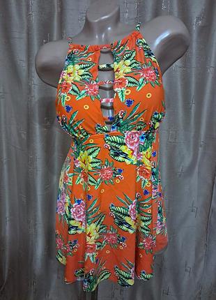 Слитный женский купальник с юбкой