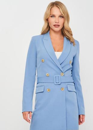 Платье пиджака голубого цвета
