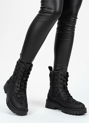 Женские зимние черные ботинки