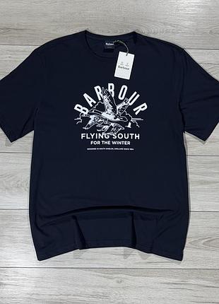Новая футболка барбор barbour country clothing flying south print темно синяя, xxl, оригинал