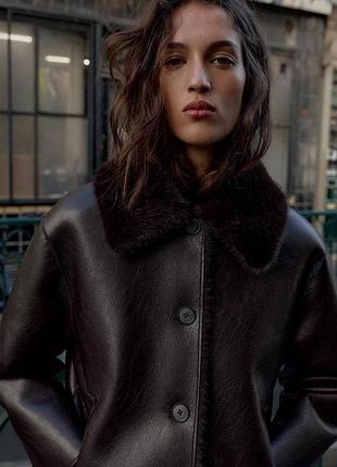 Двостороння шоколадна шубка зара