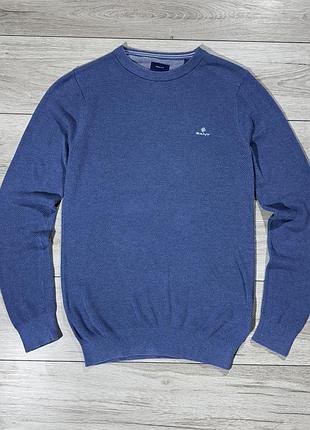 Якісний кофта светр гант gant бавовняний waffle-knit, синій, m, оригінал
