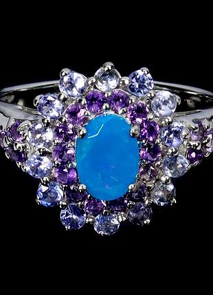 Каблеск серебро 925 натуральный опал аметист танзанит