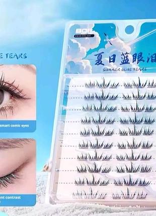 Пучковые ресницы с голубым блеском пучки накладные ресницы