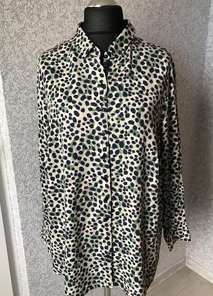 Чудесная, женская блуза, рубашка, кофточка, трапеция, леопардовый принт.