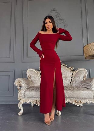 Платье женское с разрезом на ножке и на рукавах, по спине корсет