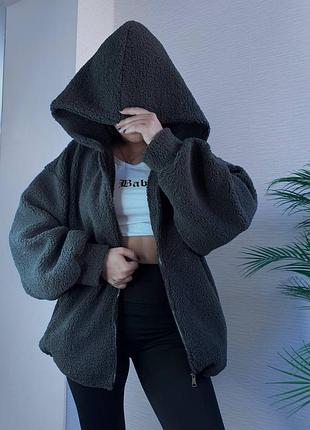 Женское теплое меховое худи