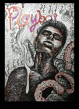 Картина а3 графити playboy абстракция эротическая