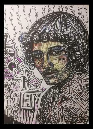 Картина а3 абстракция мужчина графити
