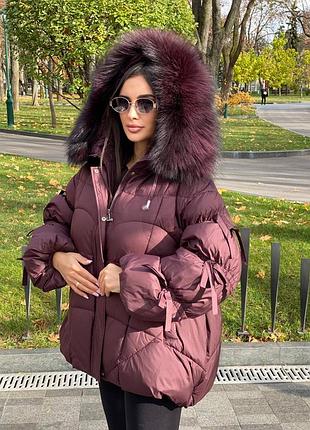 Пуховик  з хутром чорнобурки