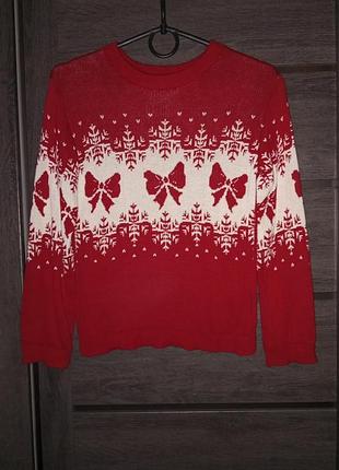 Красный рождественский свитер на 6-8 лет 122см 128см