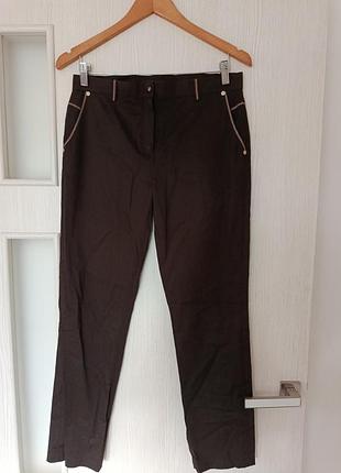 Коричневые брюки от l.pucci, размер 42, 98% хлопок 2% эластана. производства итальялия.