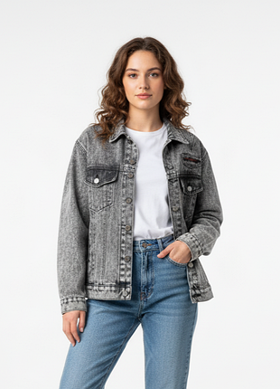 1+1=3!!! сіра "варена" джинсова куртка trak west