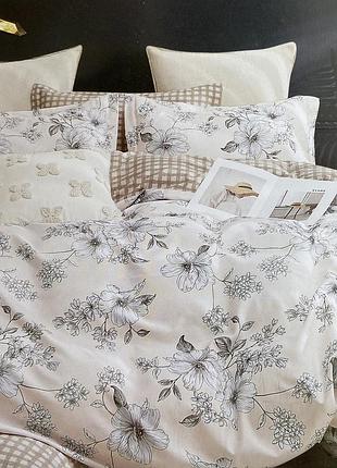 Постельное белье фланелевое евро размер, простынь на резинке 180х200+20см.