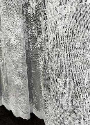 Готовый турецкий тюль на тесьме ткань жаккард размер 600х270см  качественная гардина цвет молочный